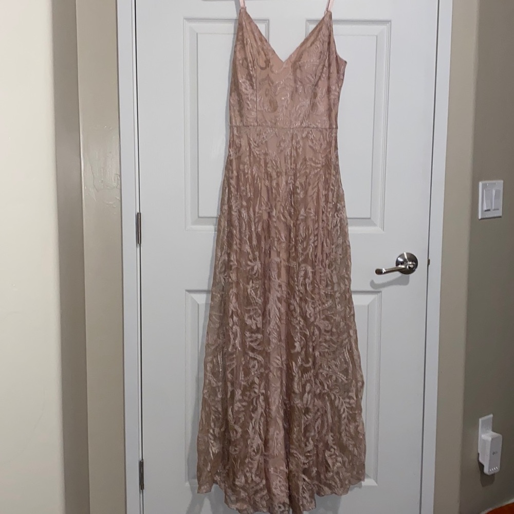 Windsor pink rose gold lace sparkle dress maxi dress gown formal dress